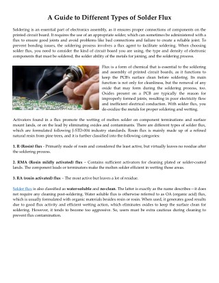 A Guide to Different Types of Solder Flux