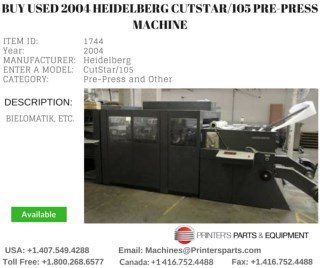 Buy Used 2004 Heidelberg CutStar/105 Pre-Press Machine