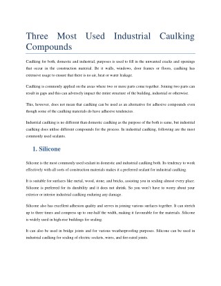 Three Most Used Industrial Caulking Compounds