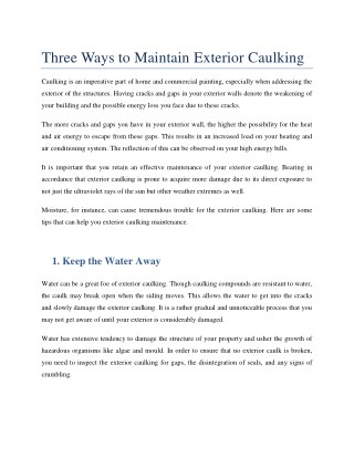 Three Ways to Maintain Exterior Caulking