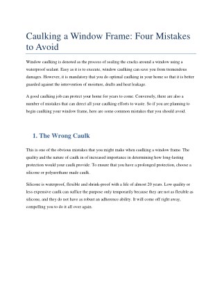 Caulking A Window Frame: Four Mistakes To Avoid