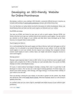 Developing an SEO-friendly Website for Online Prominence