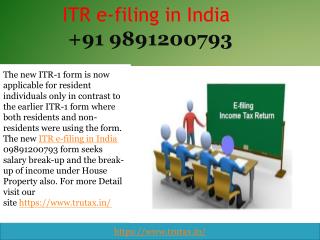 ITR e-filing in India 09891200793 for AY 2018-19