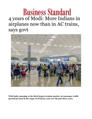4 years of Modi: More Indians in airplanes now than in AC trains, says govtÂ 