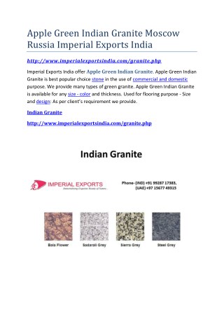 Apple Green Indian Granite Moscow Russia Imperial Exports India