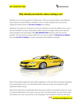 Why should you look for when renting a car?
