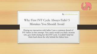 Why First IVF Cycle Always Fails? 5 Mistakes You Should Avoid