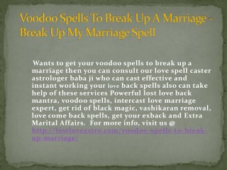 Voodoo Spells To Break Up A Marriage