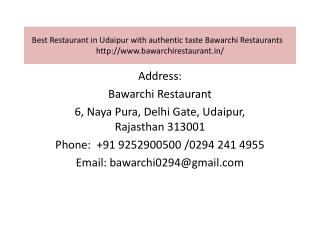 Best Restaurant in Udaipur with authentic taste Bawarchi Restaurants