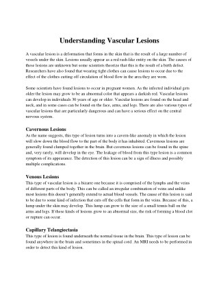 Understanding Vascular Lesions