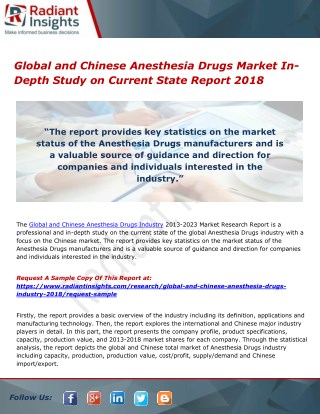 Global and Chinese Anesthesia Drugs Market In-Depth Study on Current State Report 2018