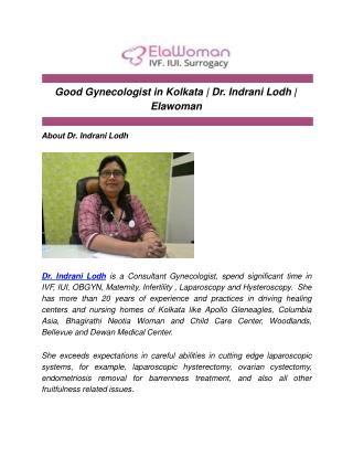 Good Gynecologist in Kolkata | Dr. Indrani Lodh | Elawoman