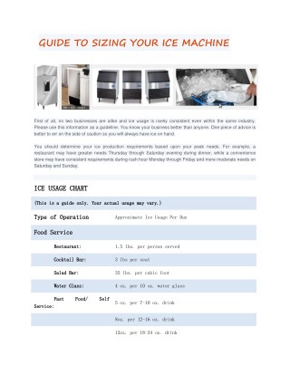 Guide to Sizing your Ice Machine