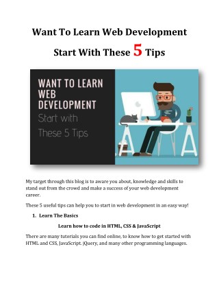 Want To Learn Web Development Start with These 5 Tips