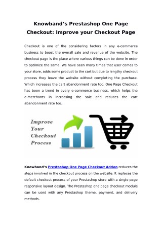 Prestashop One Page Checkout Module by Knowband: Improve your Checkout Page