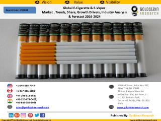Global E-Cigarette & E-VaporÂ  MarketÂ , Trends, Share, Growth Drivers, Industry Analysis & Forecast 2