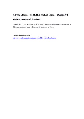 Hire A Virtual Assistant Services India â€“ Dedicated Virtual Assistant Services