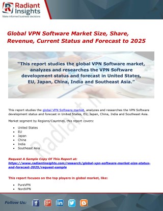 Global VPN Software Market Size, Share, Revenue, Current Status and Forecast to 2025