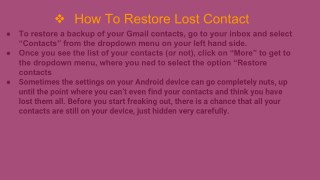 How to restore lost contact in Gmail