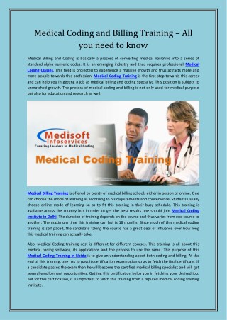 Medical Coding and Billing Training â€“ All you need to know