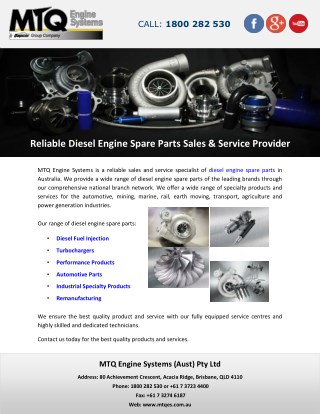 Reliable Diesel Engine Spare Parts Sales & Service Provider
