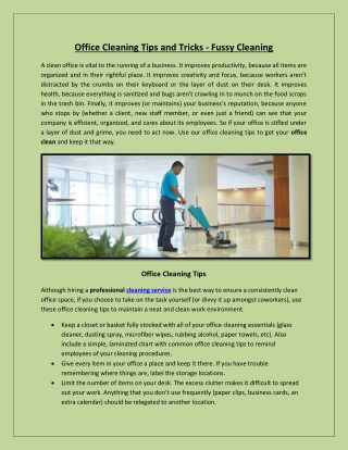 Office Cleaning Tips and Tricks - Fussy Cleaning