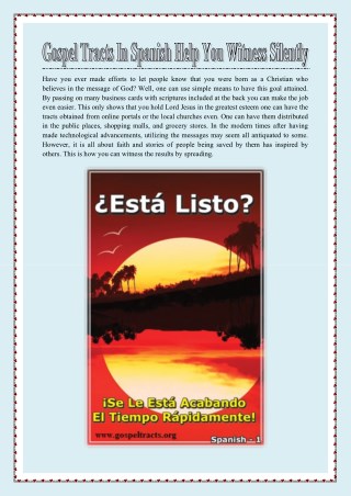 Gospel Tracts In Spanish Help You Witness Silently
