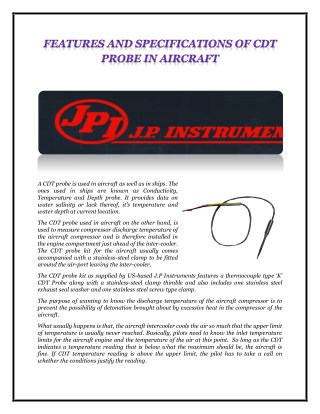 FEATURES AND SPECIFICATIONS OF CDT PROBE IN AIRCRAFT