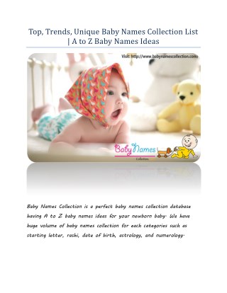 Top, Trends, Unique Baby Names Collection List |A to Z Baby Names Ideas