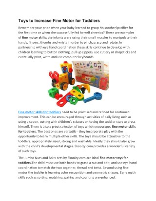 Toys to Increase Fine Motor for Toddlers