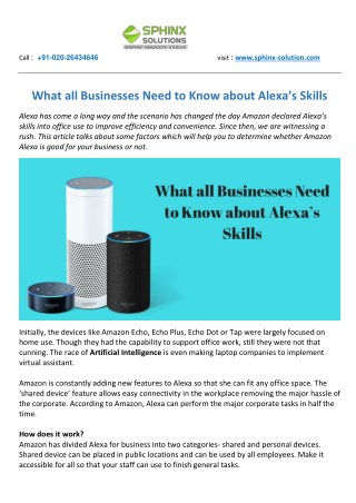 What all Businesses Need to Know about Alexaâ€™s Skills