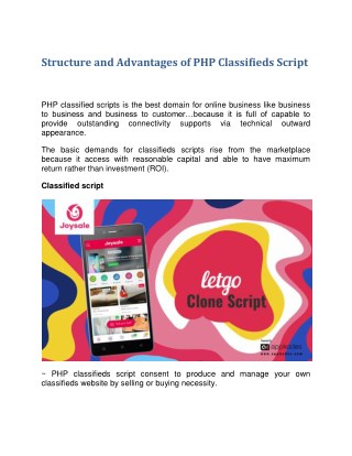 Structure and Advantages of PHP Classifieds Script