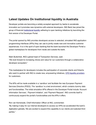Checkout The Latest Information on Institutional Liquidity