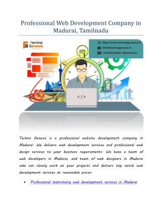 Professional Web Development Company in Madurai, Tamilnadu