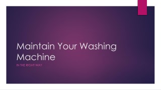 Washing Machine Maintenance