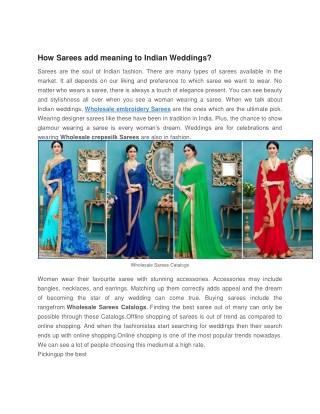 Get Wholesale embroidery Sarees Catalogs and pure chiffon Sarees from Lilots Fashions