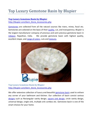 Top Luxury Gemstone Basin by Blupier