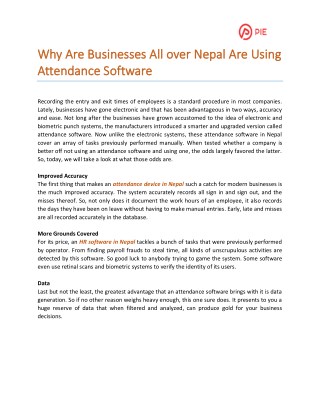 Why Are Businesses All over Nepal Are Using Attendance Software