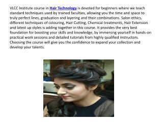 VLCC Hair Workshop, Hair Programmes