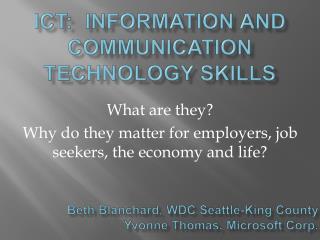 ICT: Information and Communication Technology Skills