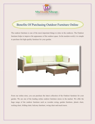 Benefits Of Purchasing Outdoor Furniture Online