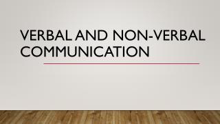 Verbal and Non Verbal Communication