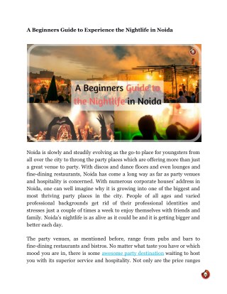 A Beginners Guide to Experience the Nightlife in Noida