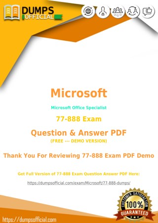 Free Sample 77-888 Exam Questions Answers PDF