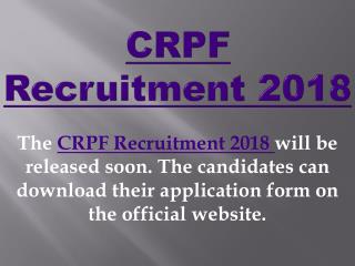 CRPF Recruitment 2018