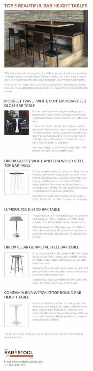 Top 5 Beautiful Bar Height Tables