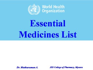 1.1.1 Concept of Essential medicine list