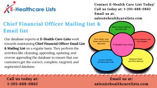 Chief Financial Officer Mailing List | Chief Financial Officer Email List | Chief Financial Officer Database | E-Health