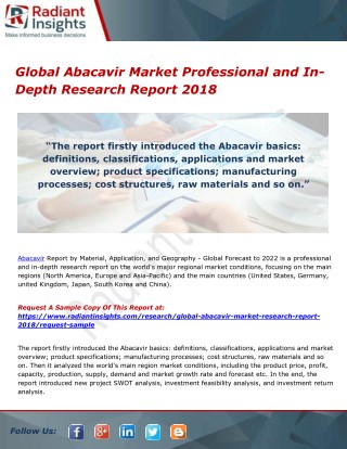 Global Abacavir Market Professional and In-Depth Research Report 2018