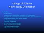 College of Science New Faculty Orientation